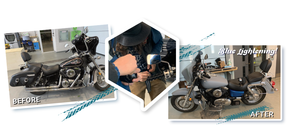 Shift Disturbers program - motorcycle before and after